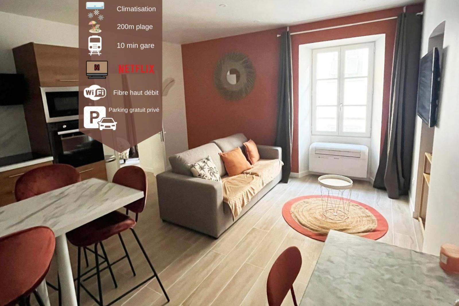 Sublime T2/ Cosy/ Clim/ Parking/Plage Menton Buitenkant foto